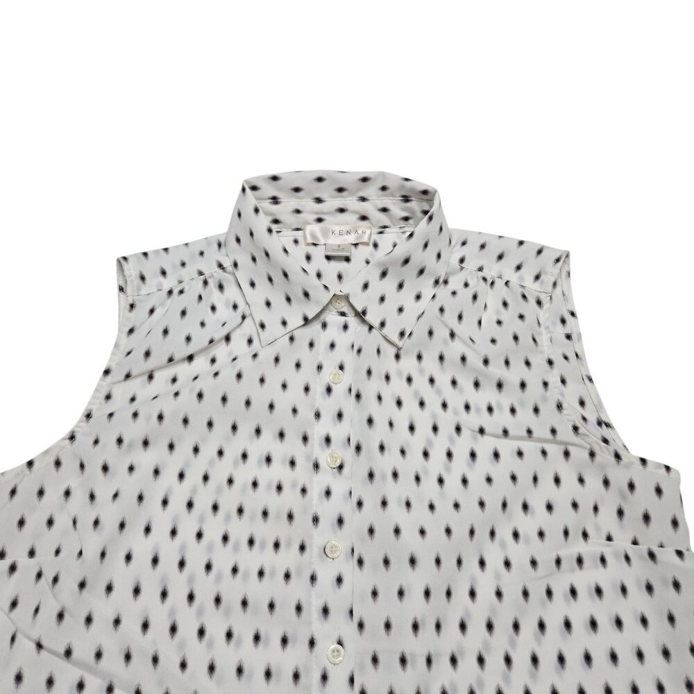 Kenar Blouse Womens Small Sleeveless Button Down Polka Dot Top Career Workwear - Picture 6 of 11